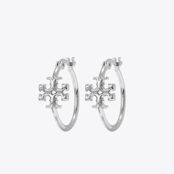 Tory Burch Jewelry - BRAND NEW TORY BURCH ELEANORE SMALL HOOP SILVER